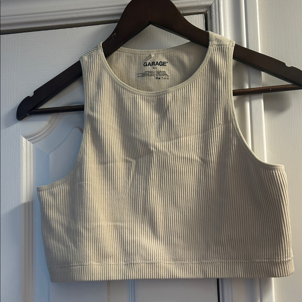 Garage Cream Ribbed Crop Tank